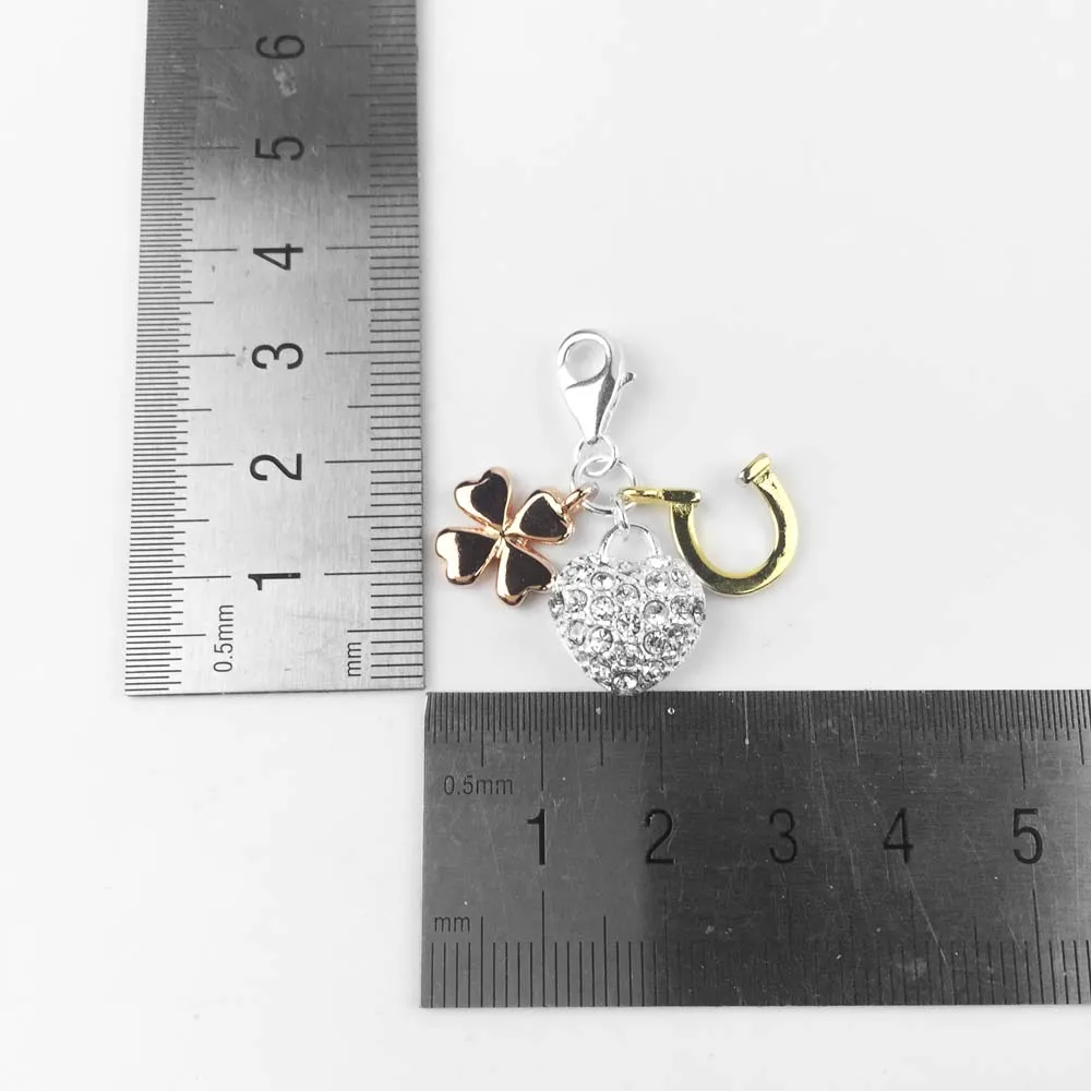 Lucky Heart Подкова амулет клевер кулон, модные ювелирные изделия 925 серебряный модный подарок для женщин мужчин Fit браслет ожерелье