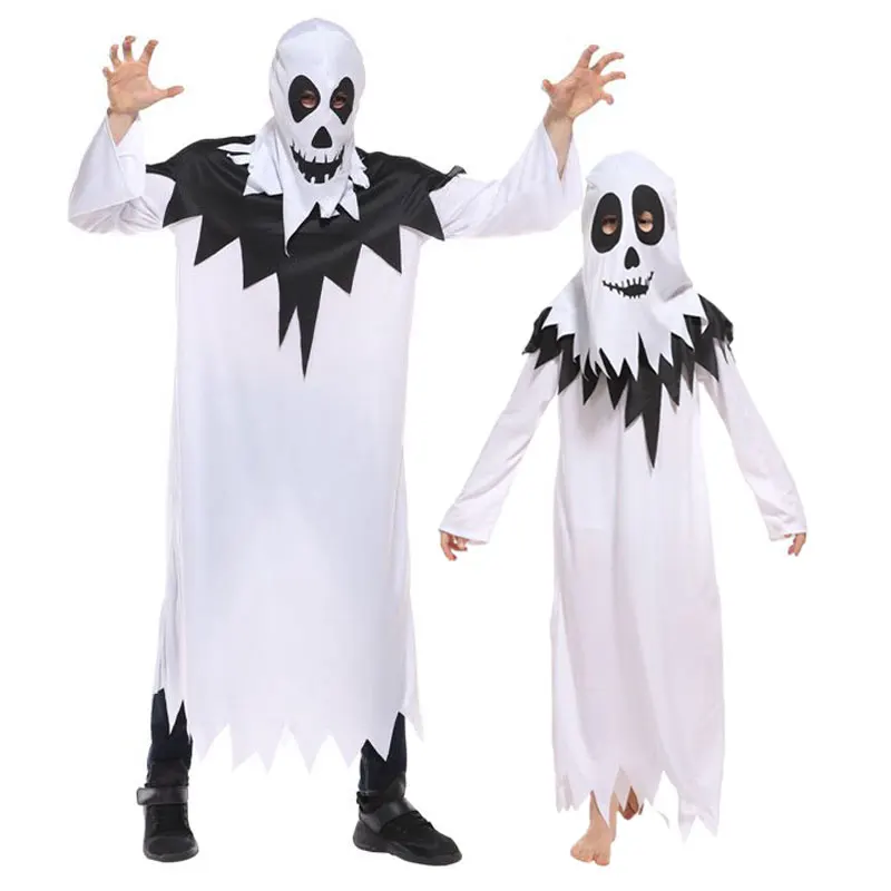 Umorden Хэллоуин Семейные комплекты для детей и взрослых белый халат с капюшоном костюм призрака мальчиков Для мужчин карнавал вечерние