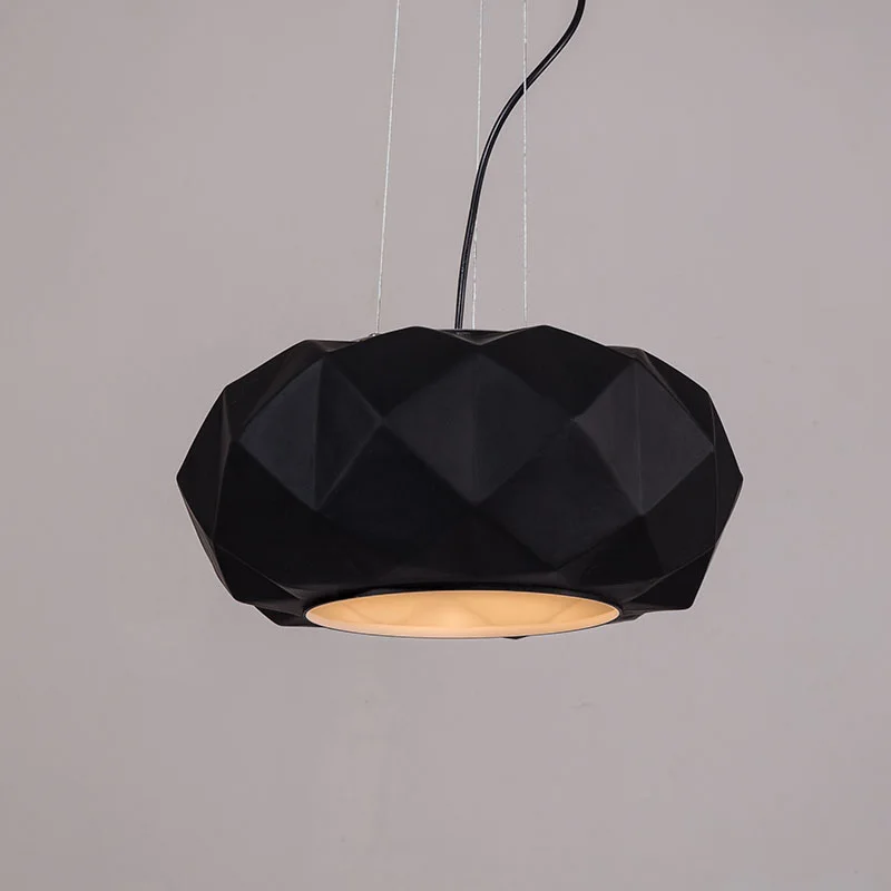 Glass Pendant Lights Simple Modern Hanging Black White Glass Pendant Lamps Diamond Cutting Plating Decorative Pendant Light for Restaurant (2)