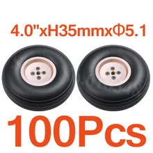 100 шт./лот 4," /102 мм качественные резиновые хвостовые колеса из сплава толщина сердечника ступицы: 35 мм отверстие оси: 5,1 мм для замены самолета RC
