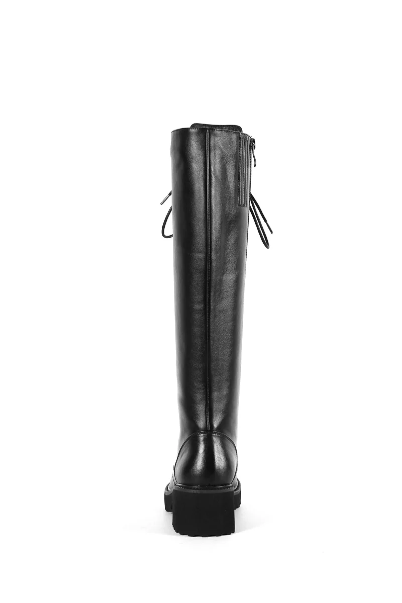 MORAZORA/Новинка года; высококачественные сапоги из натуральной кожи; женские сапоги до колена на шнуровке; черные зимние сапоги на квадратном каблуке; женская обувь