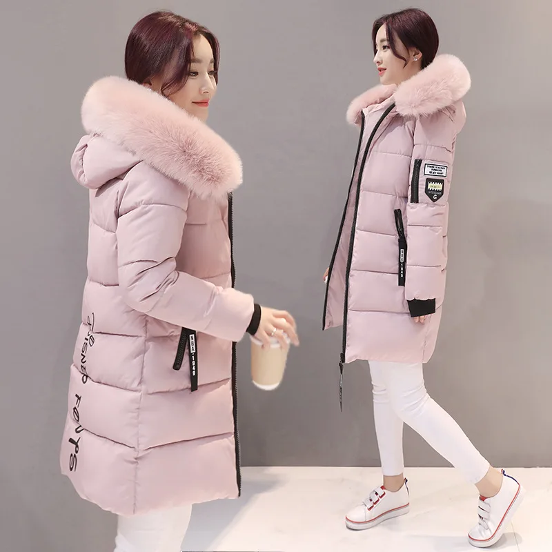 Günstig Parka Frauen Winter Mäntel Lange Baumwolle Lässige Fell Kapuze Jacken Frauen Dicke Warme Winter Parkas Weibliche Mantel Mantel 2019 MLD1268