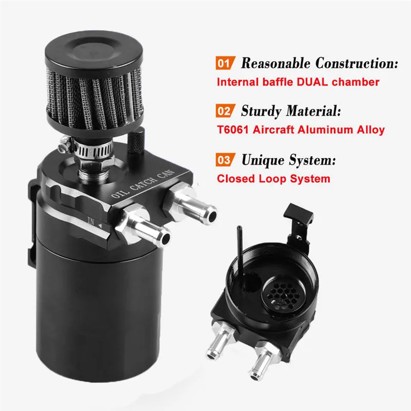 Универсальный 0.3L алюминиевый маслоуловитель, комплект, сбиваемый с толку, сапун, бензин, дизель, турбо бак, резервуар, фильтр