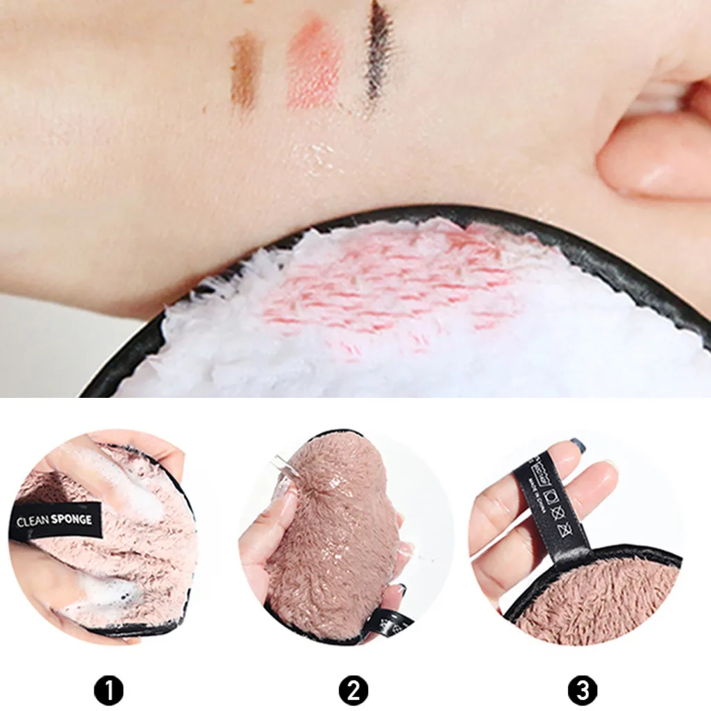 

1/2/4 pcs Soft Fiber Lazy Makeup Remover Puff Double Sided Makeup Sponge Easy to Use Facial Wash Puff Beauty Remover Tools