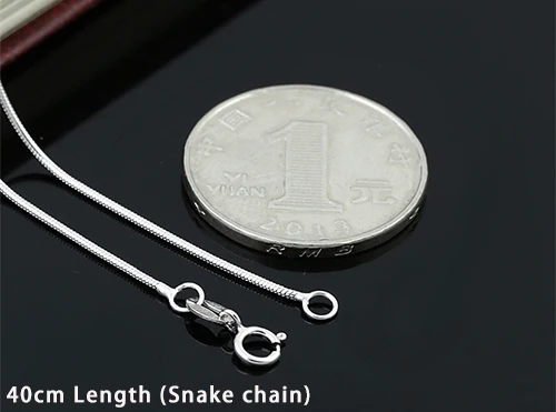 40cm Length Начальная Мода 1 мм толстая змея Веревка ожерелье кулон 925 пробы серебро мужчины женщины ожерелье лучших друзей ювелирные изделия N41 - Цвет камня: 40cm Length