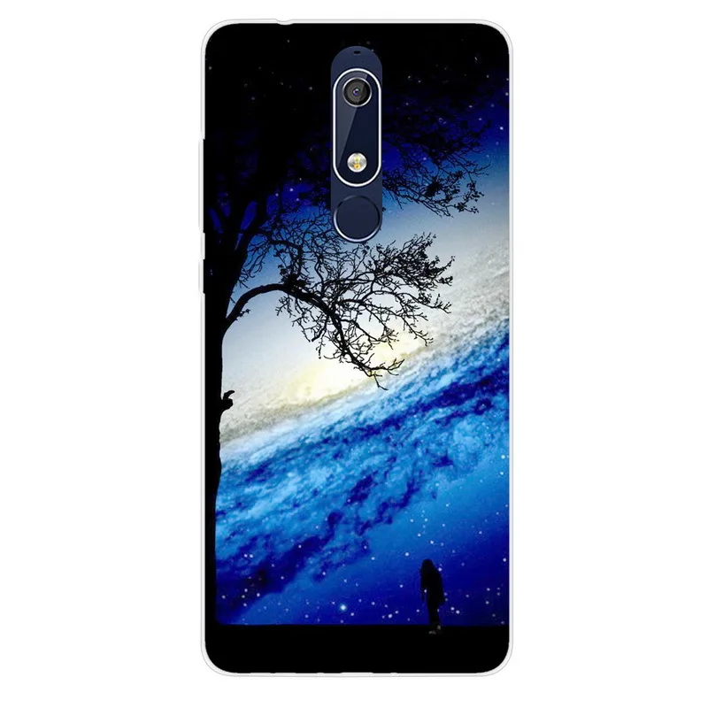Для Nokia 1 2 2,1 3 3,1 4,2 5 5,1 6 6,1 7 7,1 плюс 2018X5X6 Чехол для телефона с рисунком "Звездное небо" Луна картина мягкий чехол Fundas Capa - Цвет: XK-14