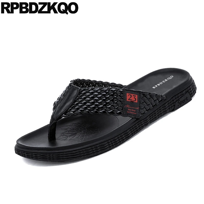 

Woven Open Toe Slides Designer Native Famous Brand Outdoor Slippers Runway Men Sandals Leather Summer Italian Flip Flop Shoes
