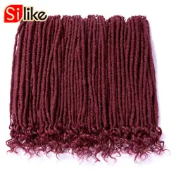 Silike 18 ''искусственная Locs вьющиеся конец вязаный крючком косы 24 корни химическое Kanekalon волос Плетение Волос ошибки черный Цвета