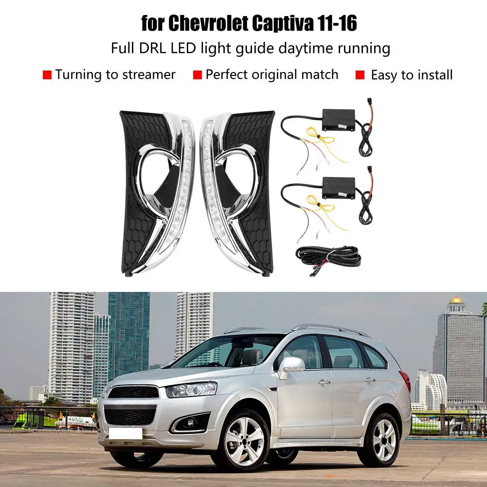 

1 Pair Car Daytime Running Light Turn Signal DRL LED Fog Lamp Cover for Chevrolet Captiva 2011-2016