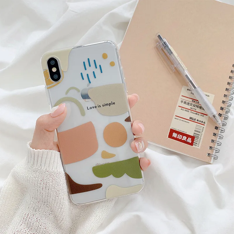 

Retro Geometric Abstract Pattern Phone Case For iPhone X XSmax XR Xs 7 7 Puls 6 6S 7 8Puls Cases Transparent Soft TPU Back Cover