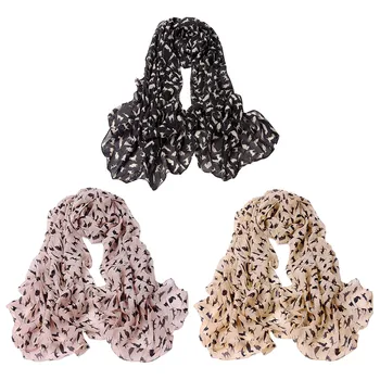 

Lady Luxury Autumn Long Soft Scarves 2019 New Hot Fashion Cute Cat Print Scarf Women 160cm*50cm Chiffon Silk Scarf