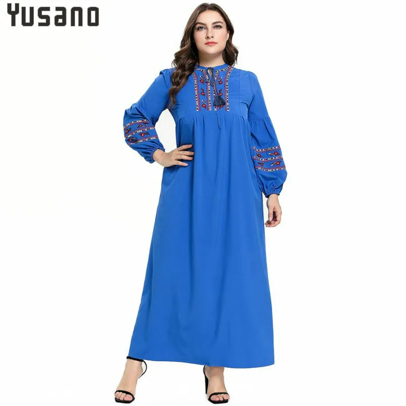 blue embroidered maxi dress