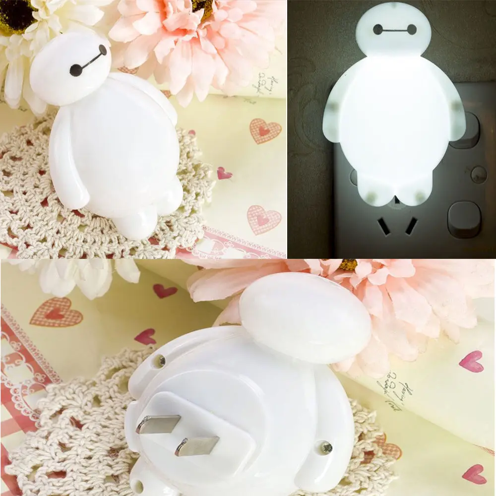 Милая Детская светодиодная Ночная лампа Baymax с датчиком для сна светильник