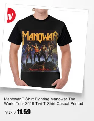 Manowar, футболка, Fighting Manowar The World Tour,, Tvri, футболка, повседневная, с принтом, с графическим принтом, футболка, полиэстер, короткий рукав, футболка