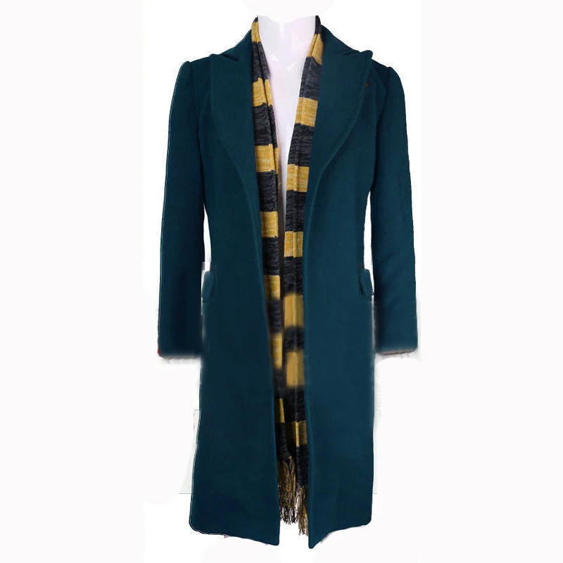 

High quality Fantastic Beasts and Where to Find Them Newt Scamande Trench Cosplay Costume Blazer Winter Coat with scarf 11