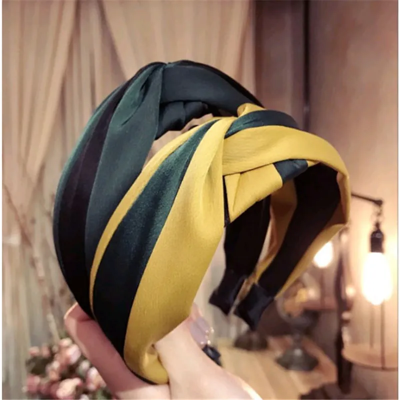 

Wide Turban Big Headbands for Women Fashion Hair Jewelry Double Color Solid Cross Knotted Lady Girls Head Band Korean Style 2019