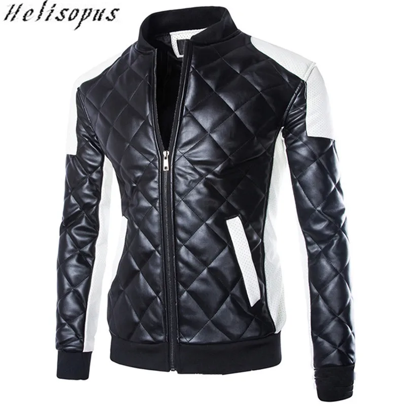 Helisopus Men's PU Leather Jacket Windbreaker Leather Overcoat Slim Fit ...