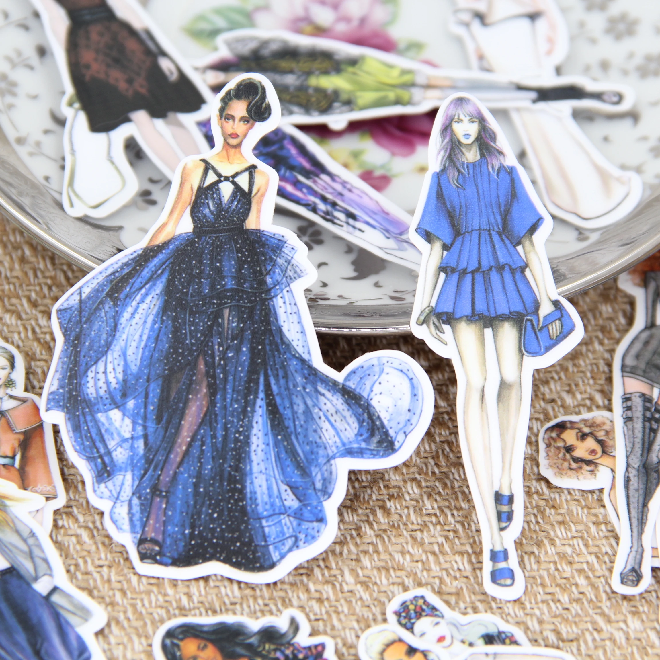 19pcs Fashion Illustration Women Lady Modle Scrapbooking Stickers DIY Craft DIY Sticker Pakc