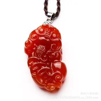 

Koraba Fine Jewelry Pure Natural Red Agate Handmade Safe Wealthy Brave Troops Amulet Necklace Pendant Free Shipping
