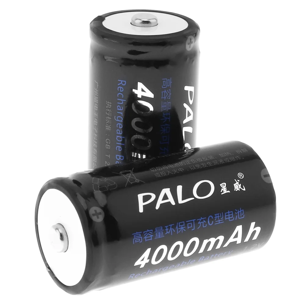 Günstig 4 stücke! PALO 4000mAh 1,2 V C Größe Ni Mh NiMH Akku mit Geringe Selbstentladung für Haushalt Taschenlampe Wasser Heizung spielzeug
