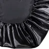 Satin Silk Fitted Sheet On Elastic Solid Color Mattress Protector Bed Sheets On Elastic Band Drap Housse de Matela Queen King 4