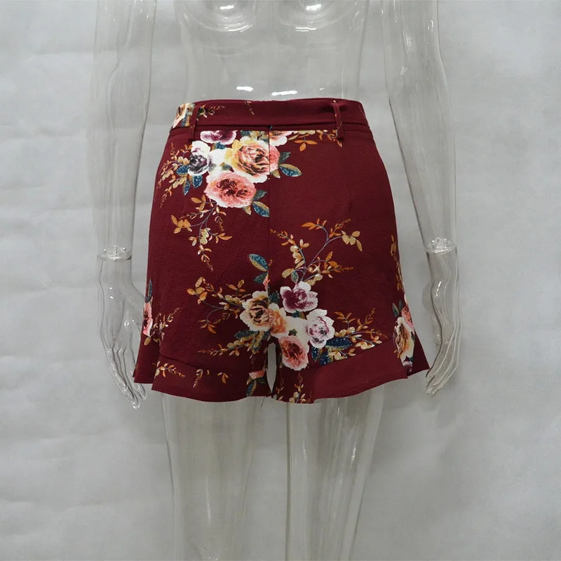 Laamei 2019 весенне-летняя модная шифоновая Женская повязка с высокой талией короткие брюки ветряные ноги Femme Boho повседневные Цветочные пляжные