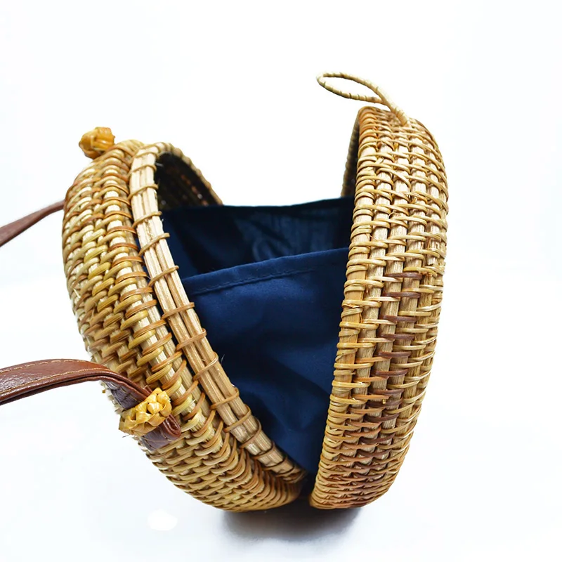 

Handmade Rattan Messenger Bags Woven Bags for Women Empty Basket Rattan knit single shoulder bag