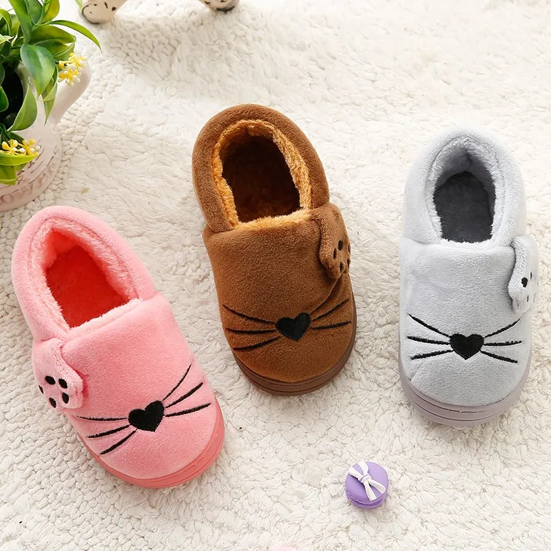 

Children Girls Home Slippers Fashion Winter Shoes Kids Baby Indoor Thick Cotton Slippers Boys Velvet Flat Shoes