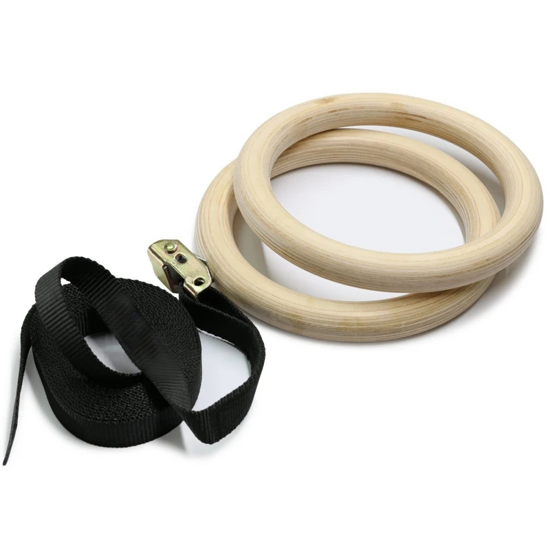 

exercise training ring Wooden Heavy Duty 28mm Portable durable adjustable Exercise Fitness Gymnastic Rings With Buckle Straps S