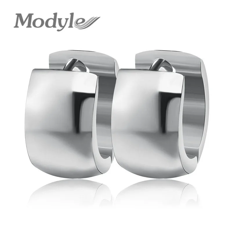 

Modyle 316L Stainless Steel Ear Hoop Earrings Fashion Women Men's 7mm Wide Punk Style Small Earrings Jewelry Wholesale