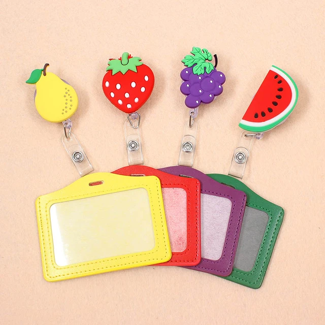 Cute Fruits Strawberry Retractable Badge Reel Silicone Student