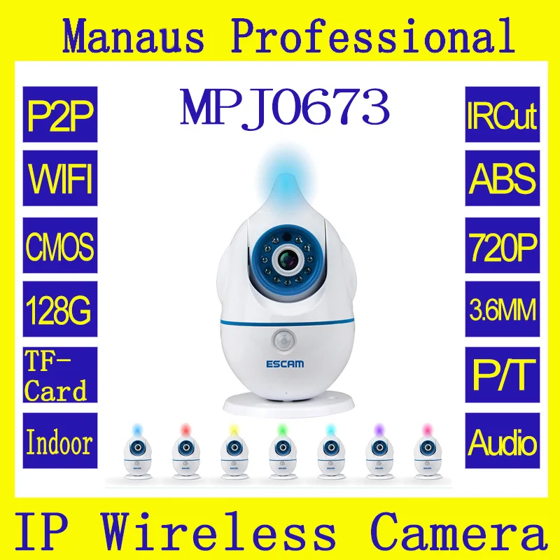 

New Style 720P IP CAM ESCAM QF521 Indoor camera support 128G Card Support buzzer/record/snapshot/email/mobile push to Alarm J673