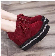Free shipping 2015 han edition of the new age season low help suede wedges sponge with female high-heeled shoes
