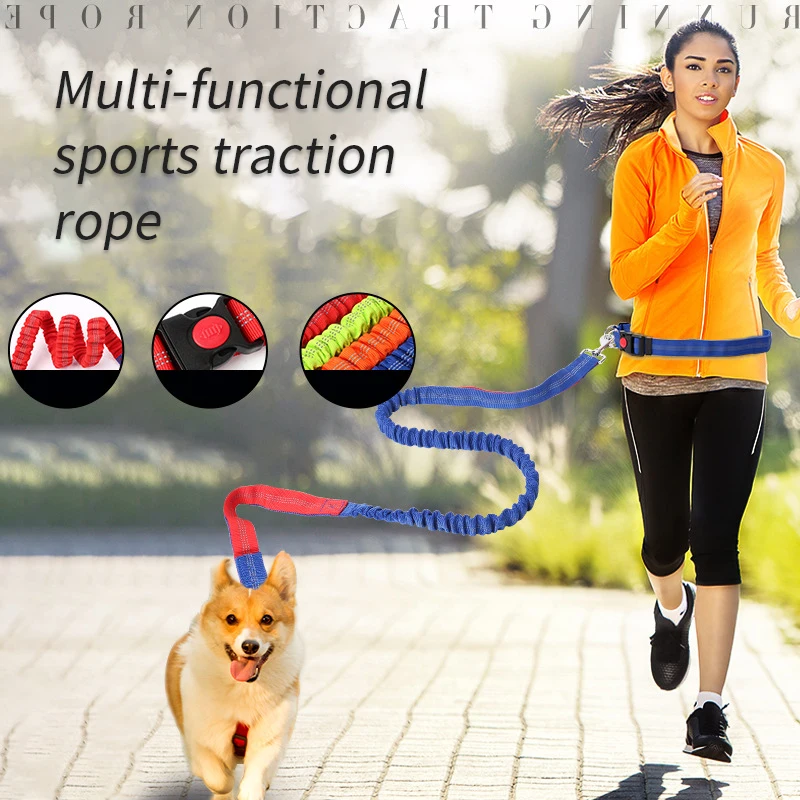 

Reflective Elastic Dog Leash Nylon Breakaway Running Hand Free Waist Belt Jogging Leads Retractable Leashes for Small Pet Dogs