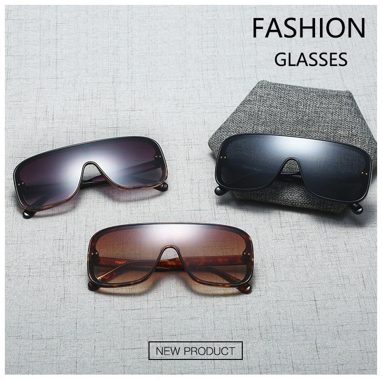 Одна линза большая оправа с заклепками солнцезащитные очки для мужчин и женщин Модные Оттенки UV400 Винтажные Очки 45785