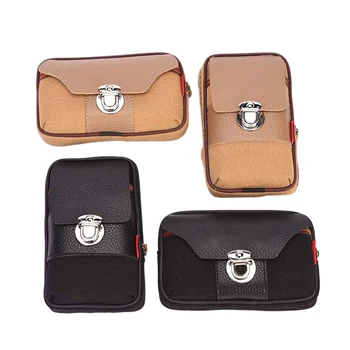 

Genuine Leather Cowhide Outdoor Running Mini Waist Bag Type Horizontal and Vertical for Cycling Hiking Cash Phone Portable Bag