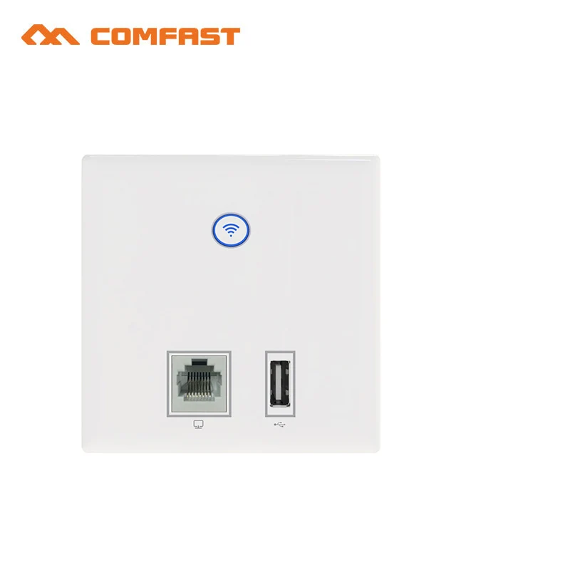 

COMFAST 300Mbps WiFi Wireless POE Supported in Wall AP for Hotel Embedded Access Point WiFi Wireless Router with USB charge port
