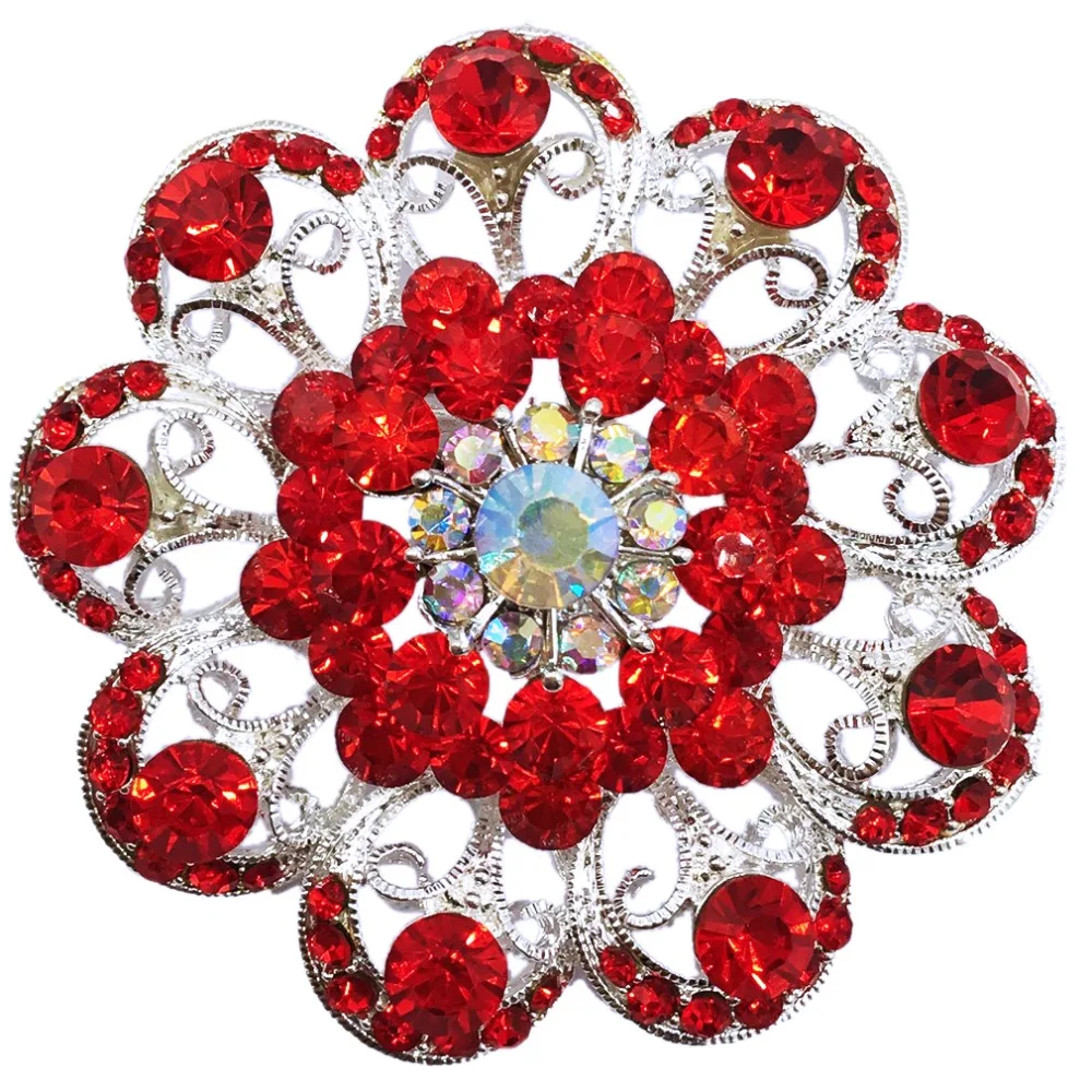 Red 65mm Flower Rhinestone Brooches Women's Alloy Branch Brooch Pins Suits Dress Banquet High Quality Gift BRO51 | Украшения и