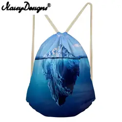 NOISYDESIGNS 3 DIceberg печатных Drawstring рюкзак для Для мужчин Для женщин школьные сумки воды ele Для мужчин t путешествия рюкзак мужская сумка Mochila