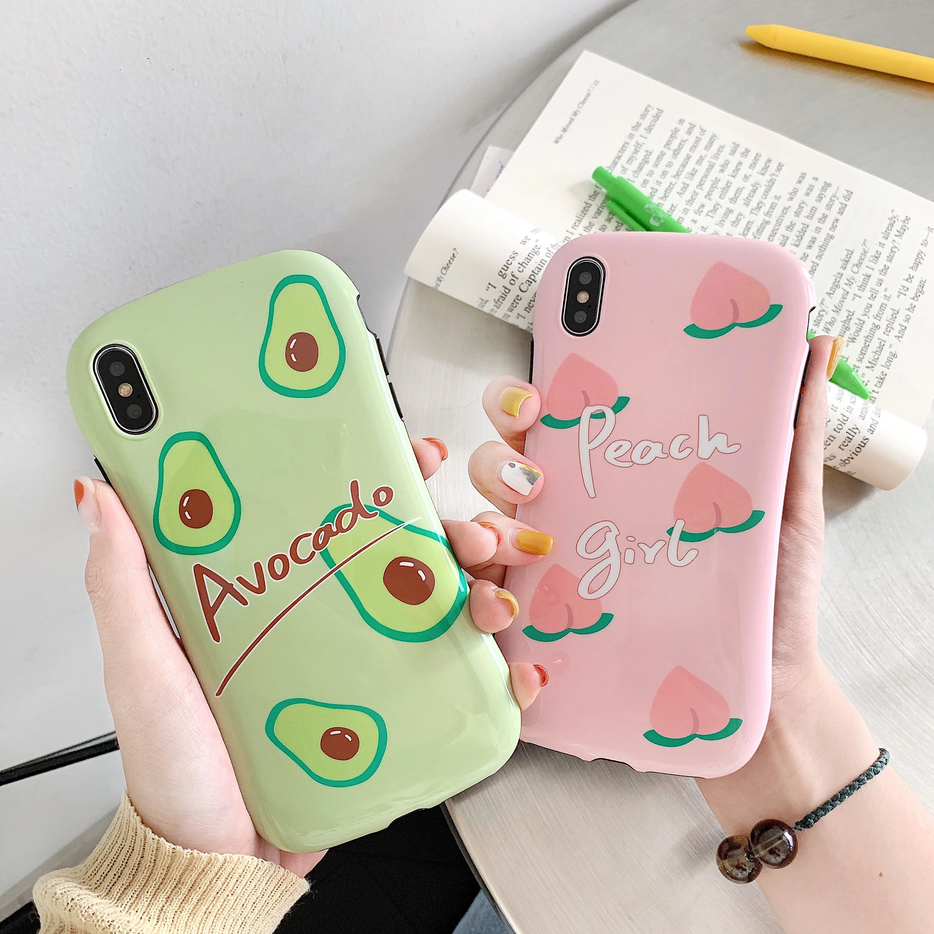 

ORYKSZ Luxury Lovely Fruit Case For iPhone X XS Max 8 7 6s Plus Soft Silicon Glossy Case Cover For iPhone XR 8 Coque Fundas Capa