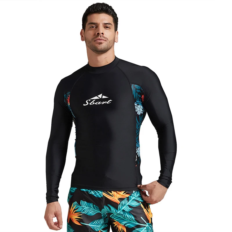 Sbart эластичный длинный рукав rashguards купальники мужские купальники футболки топы мужские серфинг парусный спорт пляжные купальные костюмы Новинка EO