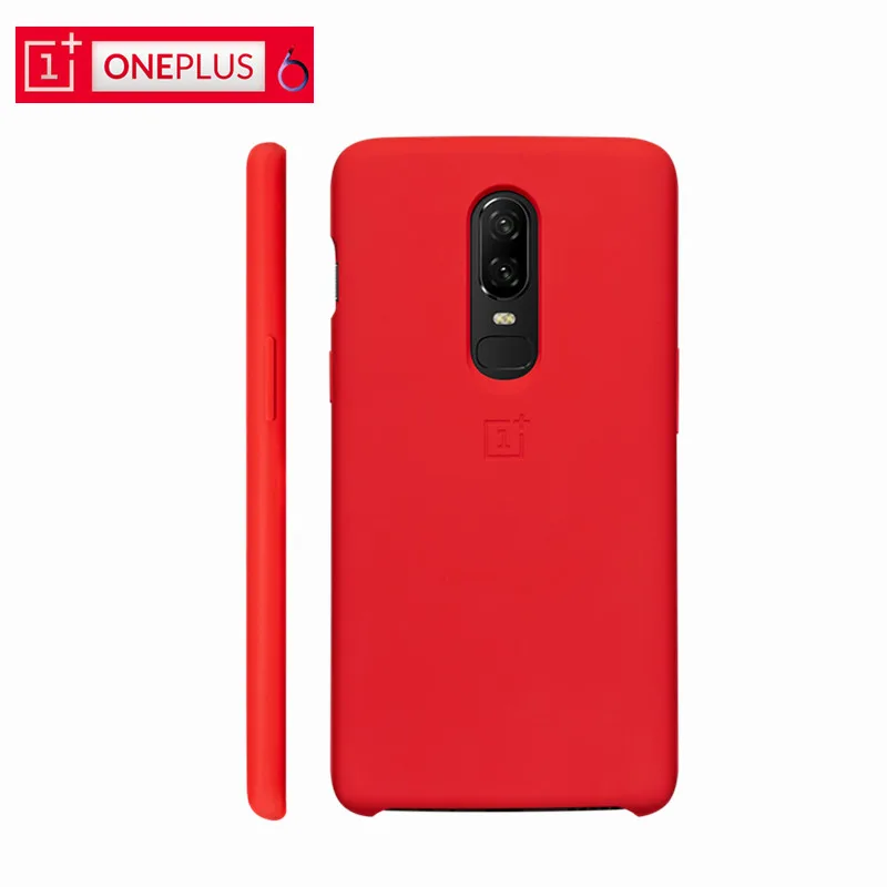

Official Cover OnePlus 6 Silicone Protective Case Original Red One Plus 6 Silicone Case OnePlus6 PC Hard Back Protective Shield