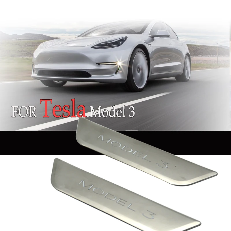 

karcng 2 PCS/SET Stainless steel Door Sill Welcome Welter Protection Strip for Tesla Model 3 Front Door