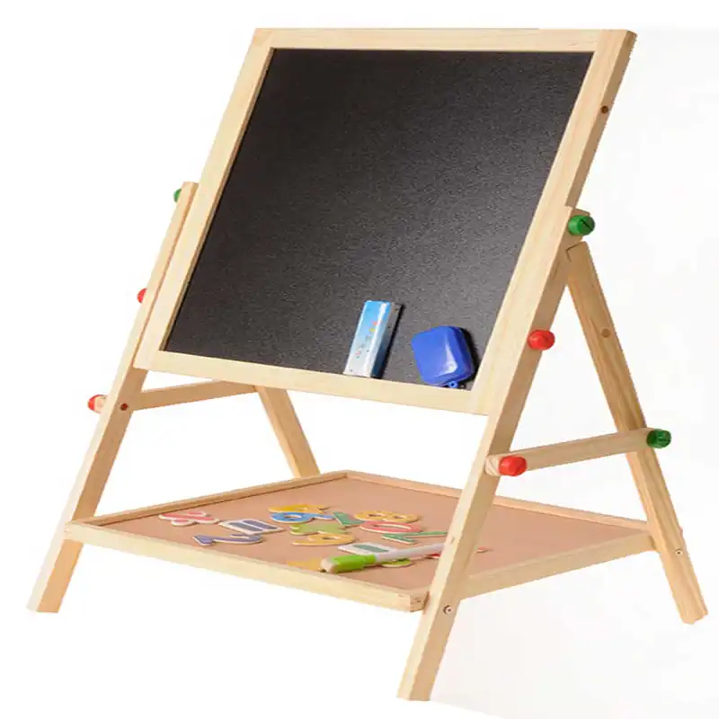 Kids Wooden 2 In 1 Adjule Blackboard Whiteboard Double Sided Blackboard Whiteboard Double Sided