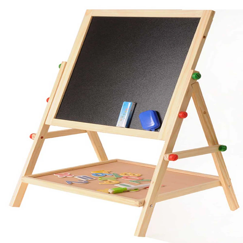 Pizarra de madera 2 1 para niños, pizarra blanca de doble cara para dibujo y escritura, caballete para pintar, tablero de dibujo, Juguetes Divertidos|Juguetes para dibujar| - AliExpress