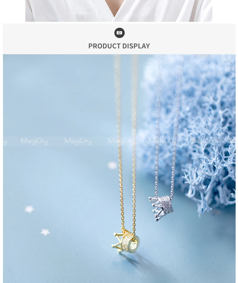 925 Sterling Silver Fashion Ins Queen Clavicle Chain Crown Pendant Necklace For Women Girl Female Korean Version Crystal Jewelry (4)