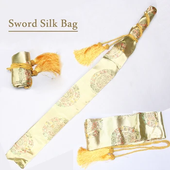 

Japanese Samurai Sword Silk Bag Gold Color Embroidered Dragon For Katana / Wakizashi Brand New supply