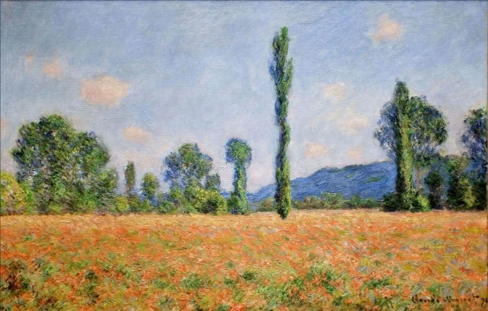 

High quality Oil painting Canvas Reproductions Poppy Field in Giverny 02 (1890) By Claude Monet Painting hand painted