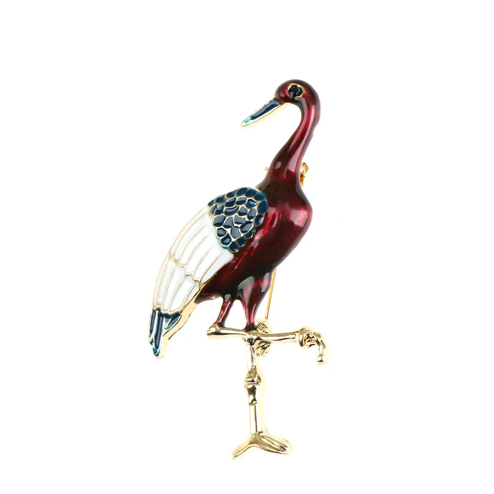 Enamel Flamingo Brooches Unisex Women And Men Brooch Pin Bird Animal Broches Fashion Dress Coat Accessories