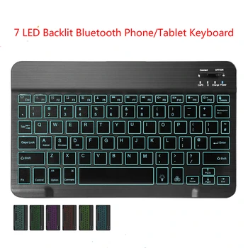 

Phone Tablet Keyboard 7 LED Backlit Bluetooth Wireless Portable Slim Rechargeable for Apple iPad iOS Samsung Android Windows